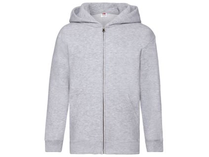 Dětská mikina Fruit of the Loom se zipem a kapucí šedá (Velikost 12/13 let)