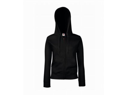 Dámská mikina s kapucí na zip Fruit of the Loom černá (Velikost S)
