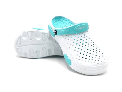Dámské bílo-tyrkysové clogsy TexBase