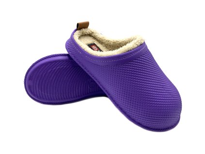 Dámské clogsy plné s kožíškem Gezer fialová-béžová