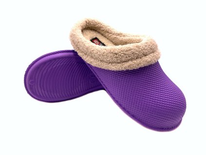 Dámské clogsy plné s kožíškem Gezer fialová-béžová