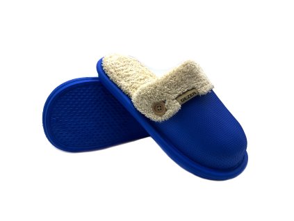 Dámské pantofle plné s kožíškem Gezer modrá
