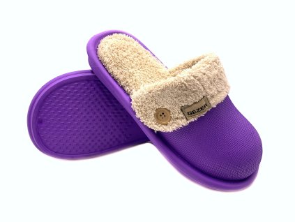 Dámské pantofle plné s kožíškem Gezer fialová