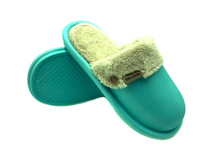 Dámské pantofle plné s kožíškem Gezer mátová