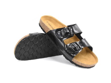 Dámské korkové biopantofle Gezer černá - lesk