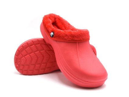 Dámské clogsy plné s kožíškem TexBase červená