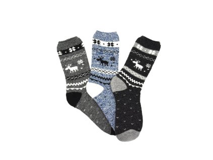 Pánské vlněné ponožky ALPACA se sobem 3-pack - světle modrá