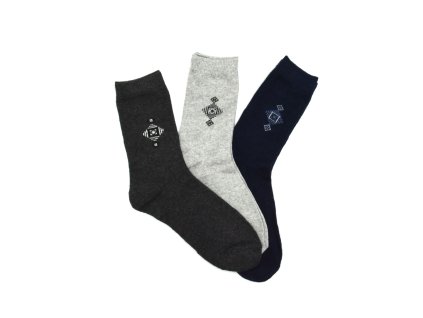 Pánské vlněné ponožky ANGORA VZOR 3-pack - modrá/tm.šedá/sv.šedá