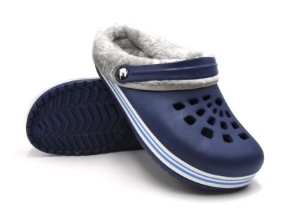Pánské clogsy s kožíškem TexBase modrá/šedá