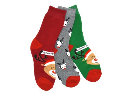 Dámské vánoční termo ponožky 3-pack - červená/šedá/zelená