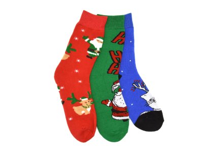 Dámské vánoční termo ponožky 3-pack - červená/zelená/modrá
