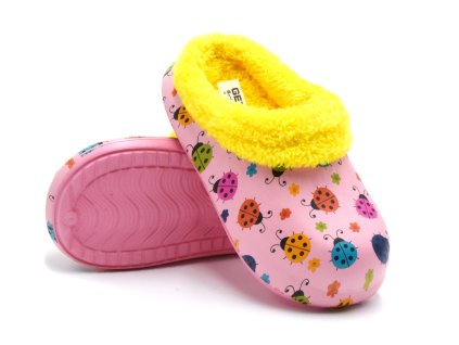 Dětské zateplené clogsy Gezer BERUŠKA - růžovo-žlutá