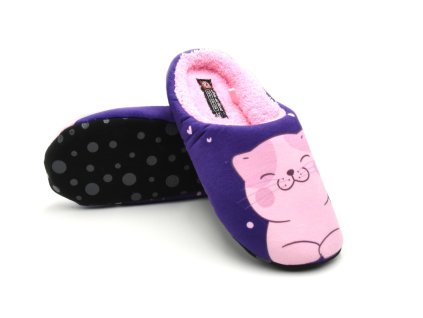 Dámské domácí bačkory - KOČKA - fialová