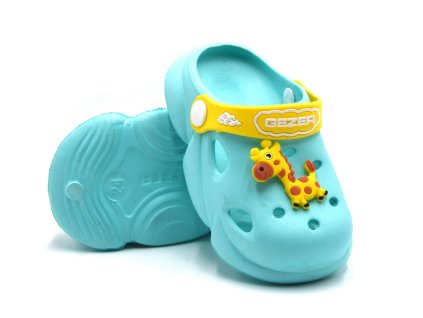 Dětské clogsy GEZER menší s ozdobou - mátové