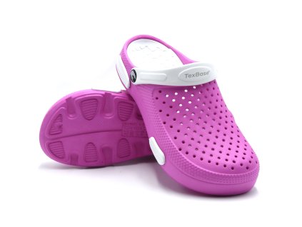 Dámské clogsy TexBase - fuchsia/bílá
