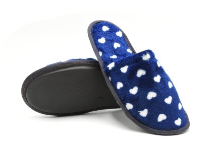 Dámské papuče pro hosty SRDCE - modro-bílá