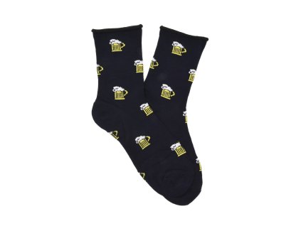 Pánské zdravotní ponožky se vzorem "pivo" - tmavě modrá (Velikost 40-44)
