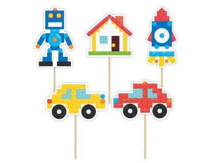Ozdoby na dort kostky lego sada 5ks,1
