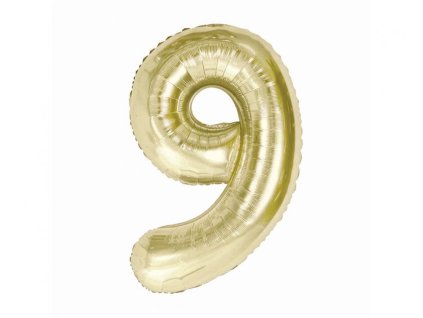 foliovy balonek cislice 9 barva sampan zlata 85 cm