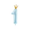 0014951 foliovy balonek cislice 1 s korunkou modra 30 x 90 cm