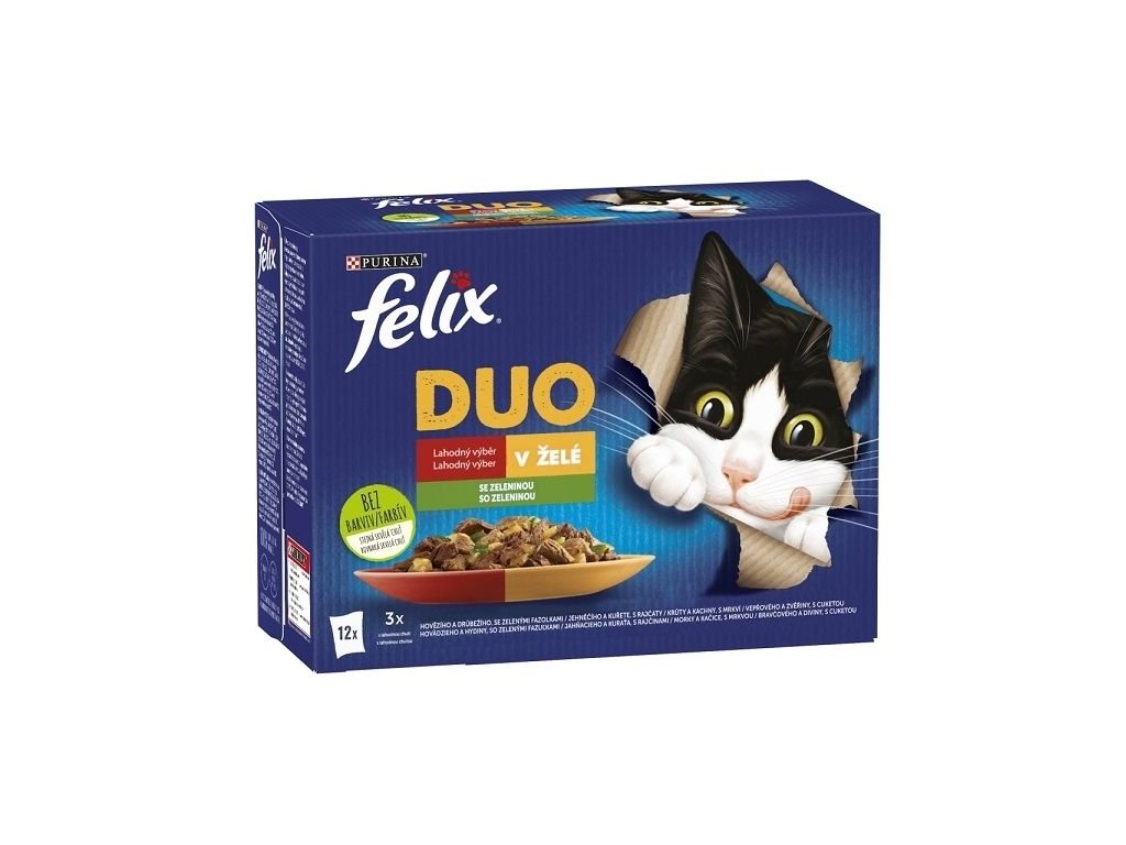 83913 felix fantastic duo multipack masovy vyber se zeleninou 12x85g z kategorie chovatelske potreby a krmiva pro kocky krmivo a pamlsky pro kocky kapsicky pro kocky