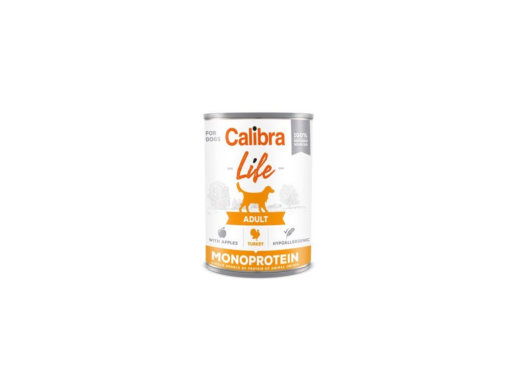 26439 calibra dog life adult turkey with apples konzerva kruti s jablky 400g z kategorie chovatelske potreby a krmiva pro psy krmiva pro psy konzervy pro psy