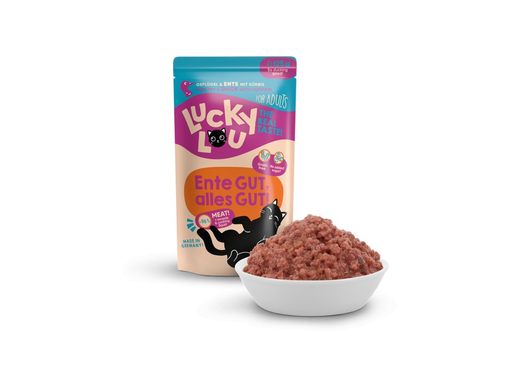 87609 lucky lou lifestage adult s drubezim a kachnim masem 125g
