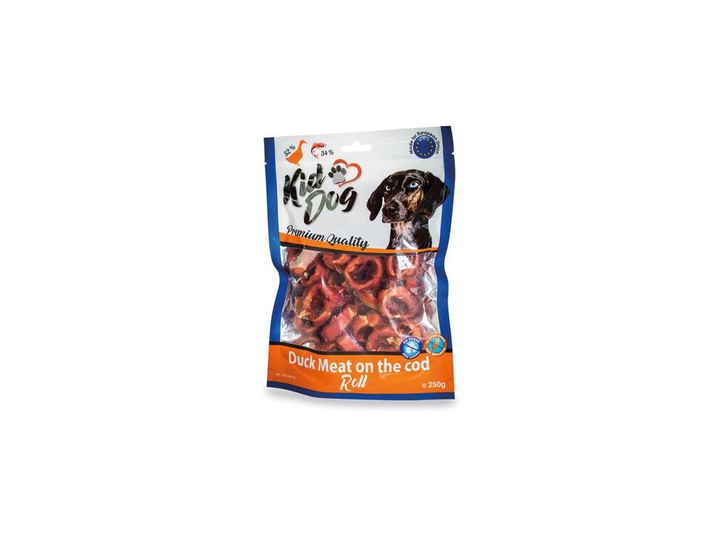 76080 2 kiddog kachni masicko na tresci rolce 250 g z kategorie chovatelske potreby a krmiva pro psy pamlsky pro psy tycinky salamky pro psy