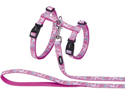 19215 1 nobby camouflage postroj s voditkem pro velke kocky ruzovy xl z kategorie chovatelske potreby a krmiva pro kocky obojky a voditka pro kocky postroje s voditkem pro kocky