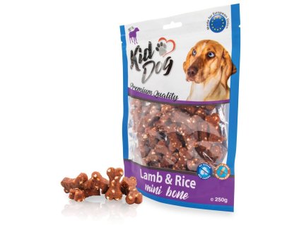 89016 2 kiddog pamlsky mini kosticky jehneci s ryzi 250g