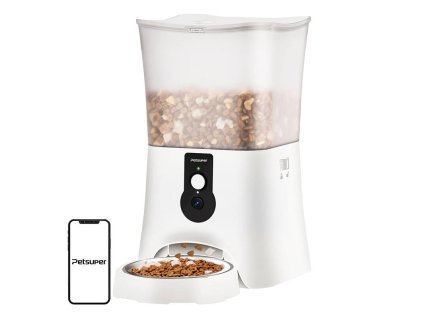 113848 chytry davkovac krmiva s kamerou petsuper pf01 2 wifi 5l bily