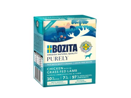 95755 bozita purely dog pate s kurecim a jehnecim gf 370 g