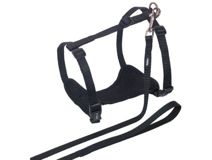 37632 2 nobby mesh postroj s voditkem pro kocku s m cerna z kategorie chovatelske potreby a krmiva pro kocky obojky a voditka pro kocky postroje s voditkem pro kocky