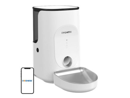 113788 chytry davkovac krmiva dogness f16 wifi 5g 4l s nerezovou miskou bily