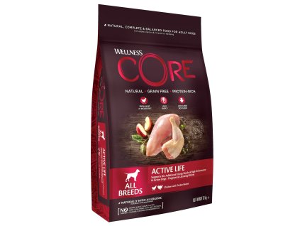 96976 wellness core dog active life all breeds kure a kruta 10kg
