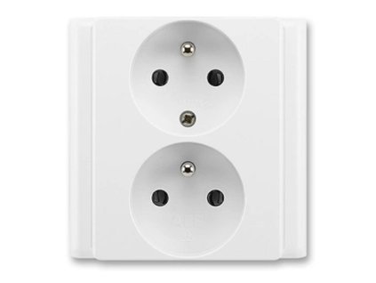 Zásuvka 230 V 81×81 dvojnásobná kompletní ABB Classic jasně bílá
