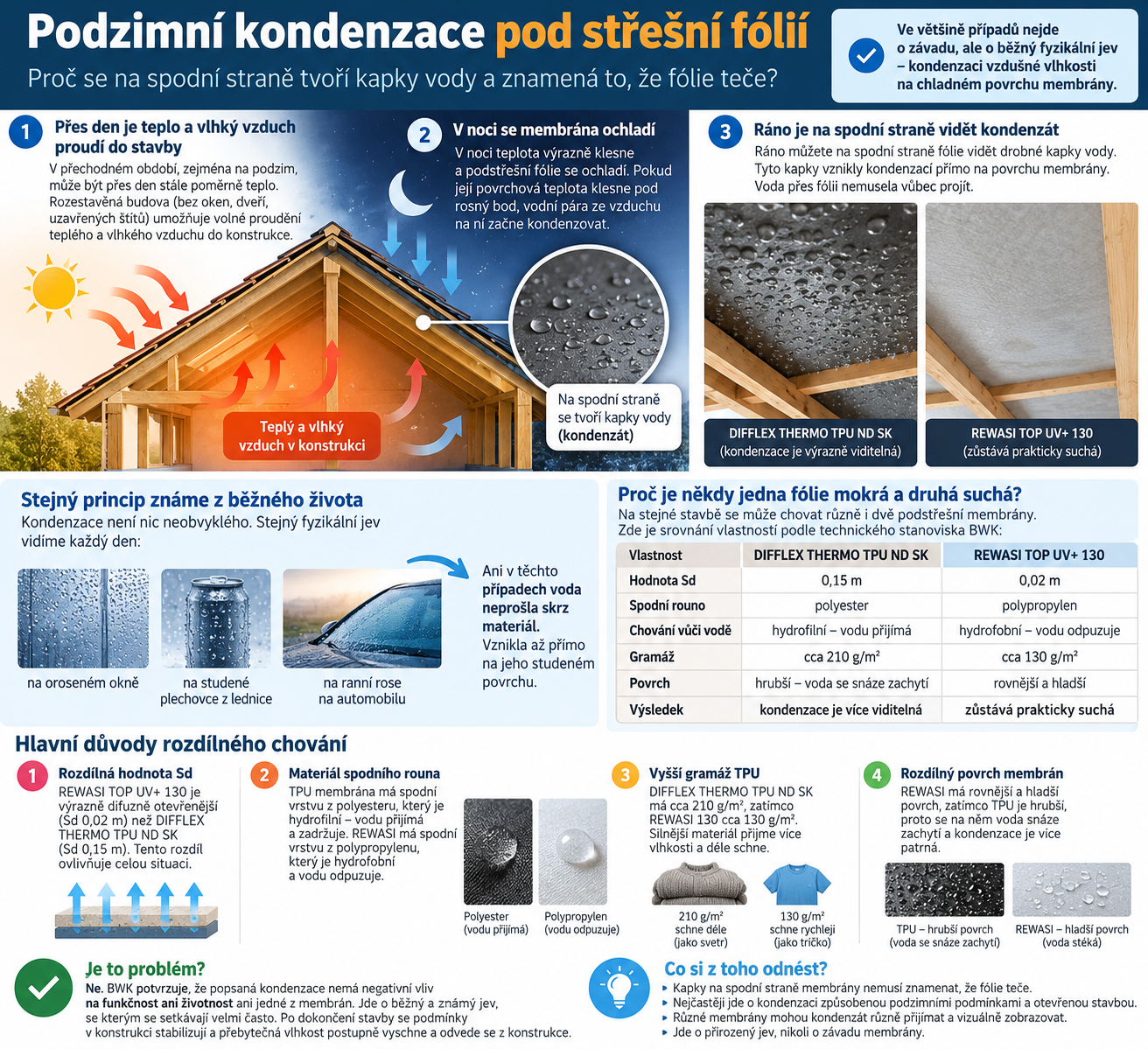 Jak vzniká podzimní kondenzace pod střešní fólií