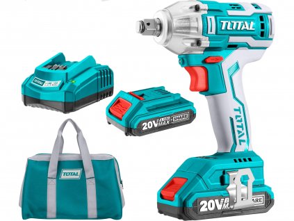 TOTAL Utahovák rázový AKU 1/2", brushless, 20V Li-ion (2x), 2000mAh, industrial