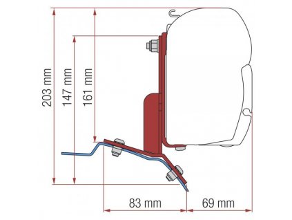 Kit adapteru Fiamma F35 F45 pro Ford Custom (2012 ) l