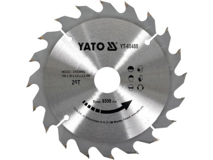 YATO Pilový kotouč na dřevo 190x30mm 20 zubů
