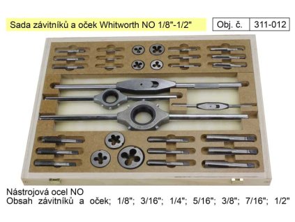 Závitníky a očka sada Whitworth 1/8"-1/2" NO, Bučovice Tools