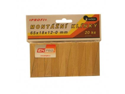 Klínky montážní dřevěné, 55 x 20 x 6 - 0 mm, 20 ks, ENPRO