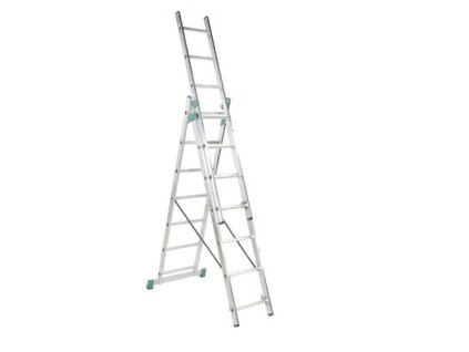 Žebřík Al, 3 x 10 příček, 2,86 m, 6,26 m, úprava na schody, ALVE 7810