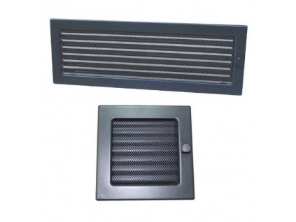 Mřížka krbová uzavíratelná s rámečkem a síťovinou LKM, 170 x 490 mm, grafitový lak 0723