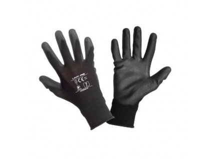 Rukavice pracovní PU BLACK, velikost 9, černé, LAHTI PRO