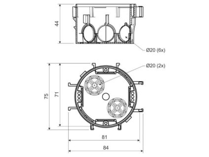 Krabice KP 67/2, 70 x 45mm