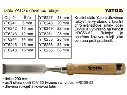 Dláto  YATO s dřevěnou rukojetí šíře 16mm