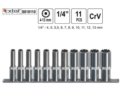 Gola ořechy Multilock 1/4" sada 11 kusů 4-13mm