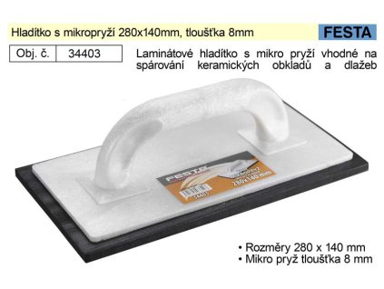 Hladítko s mikropryží 280x140mm, tloušťka 8mm