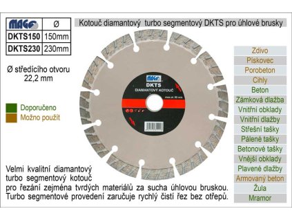 Kotouč diamantový  turbo-segmentový pro úhlové brusky DKTS230